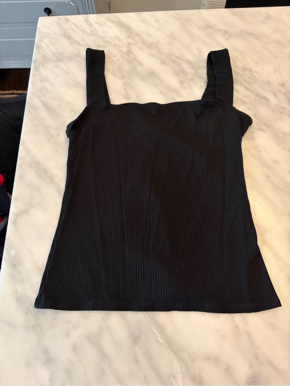 Reformation Black Ribbed Square-Neck Tank